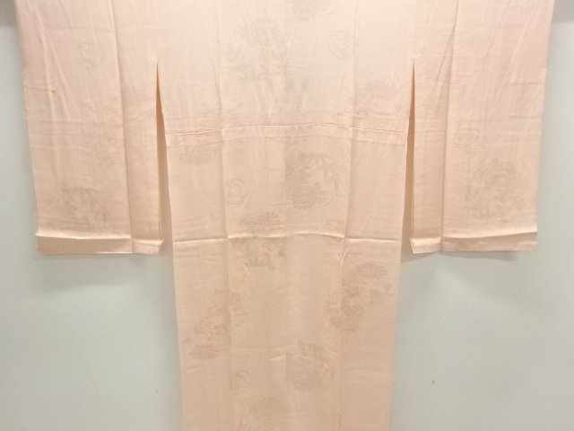 JAPANESE KIMONO / ANTIQUE HITOE JUBAN / SILK / MON KINSHA / WOVEN FLOWER ROUNDEL